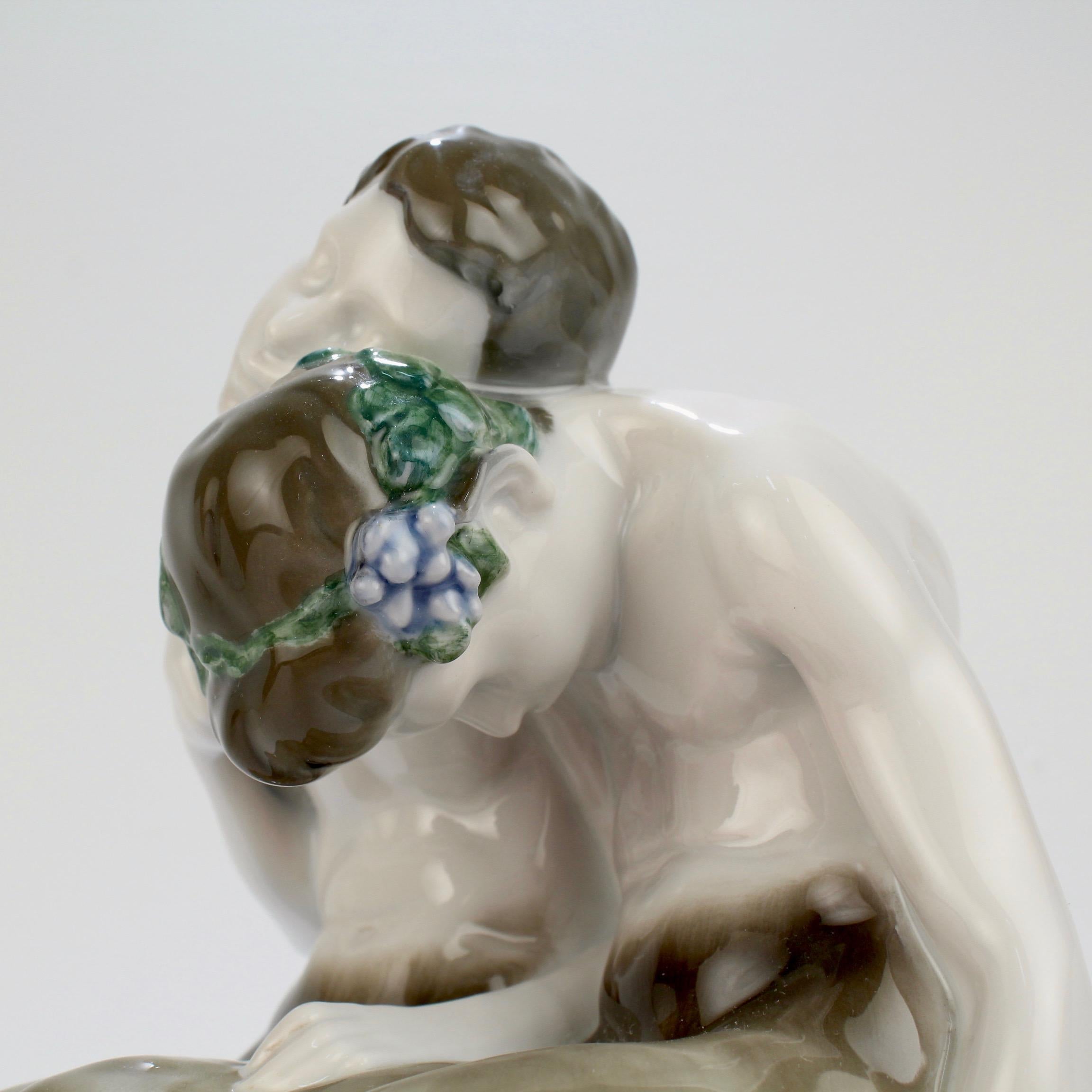German Art Nouveau Rosenthal Porcelain Figurine of Sleeping Fauns by Albert Caasmann