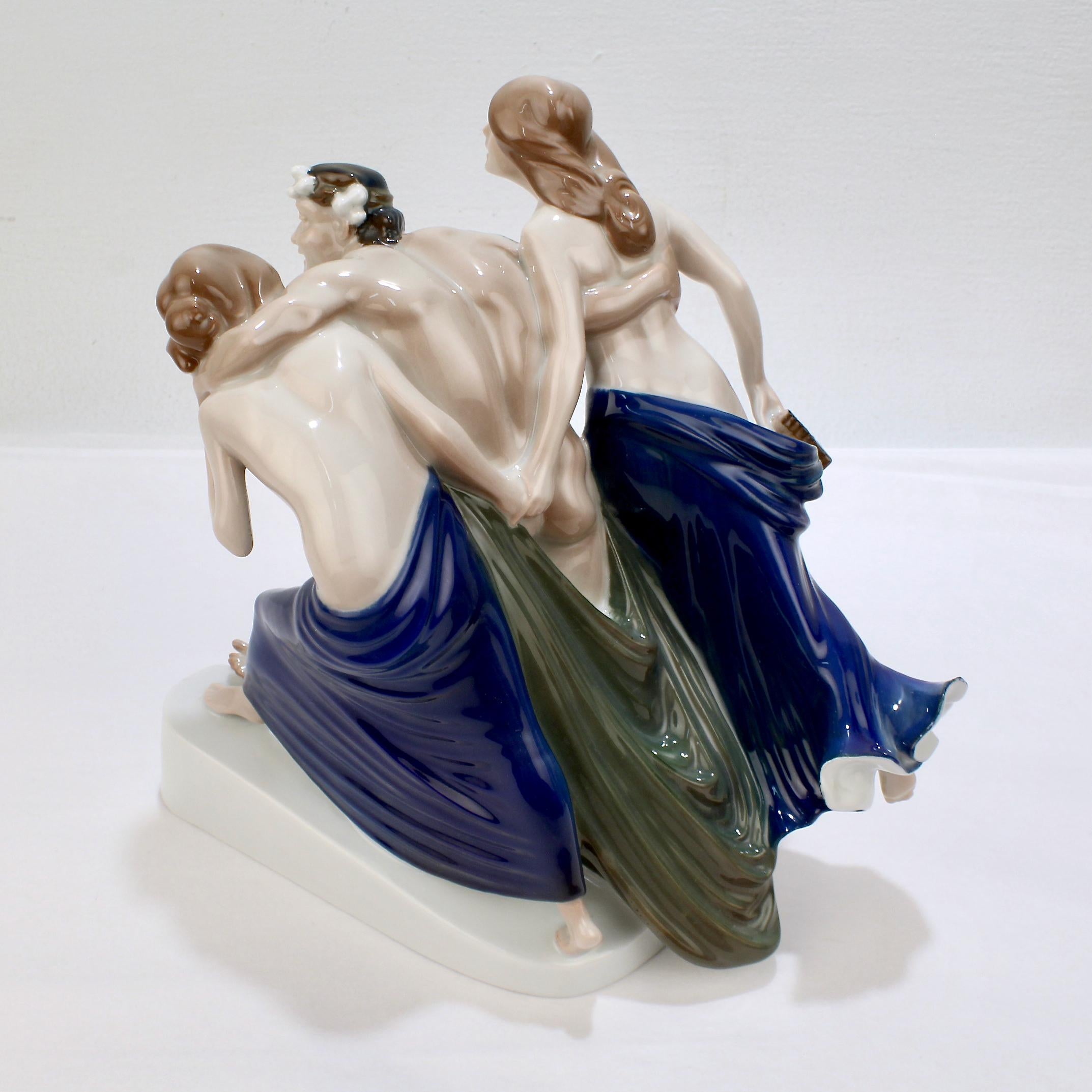 Art Nouveau Rosenthal Porcelain Figurine of Storming Bacchantes by A. Cassmann For Sale 3