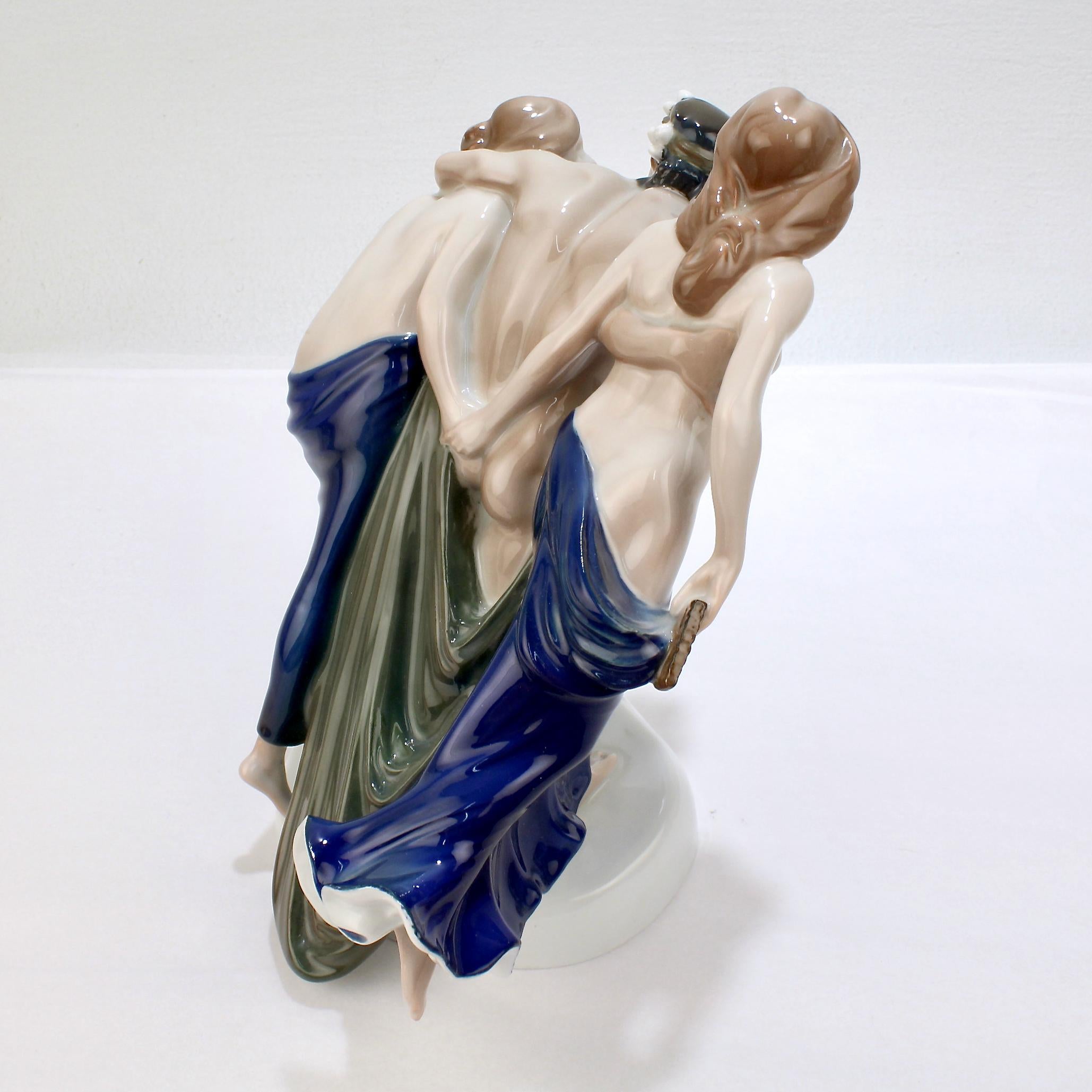 Art Nouveau Rosenthal Porcelain Figurine of Storming Bacchantes by A. Cassmann For Sale 4