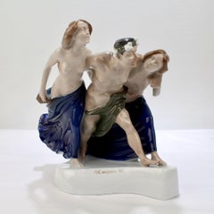 Art Nouveau Rosenthal Porcelain Figurine of Storming Bacchantes by A. Cassmann