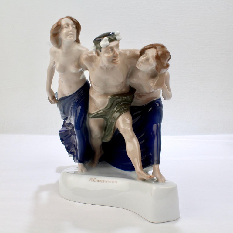 German Art Nouveau Rosenthal Porcelain Figurine of Storming Bacchantes by A. Cassmann For Sale