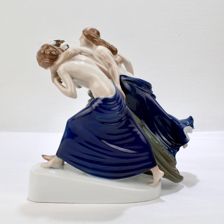 Early 20th Century Art Nouveau Rosenthal Porcelain Figurine of Storming Bacchantes by A. Cassmann For Sale