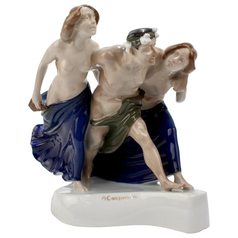 Art Nouveau Rosenthal Porcelain Figurine of Storming Bacchantes by A. Cassmann For Sale
