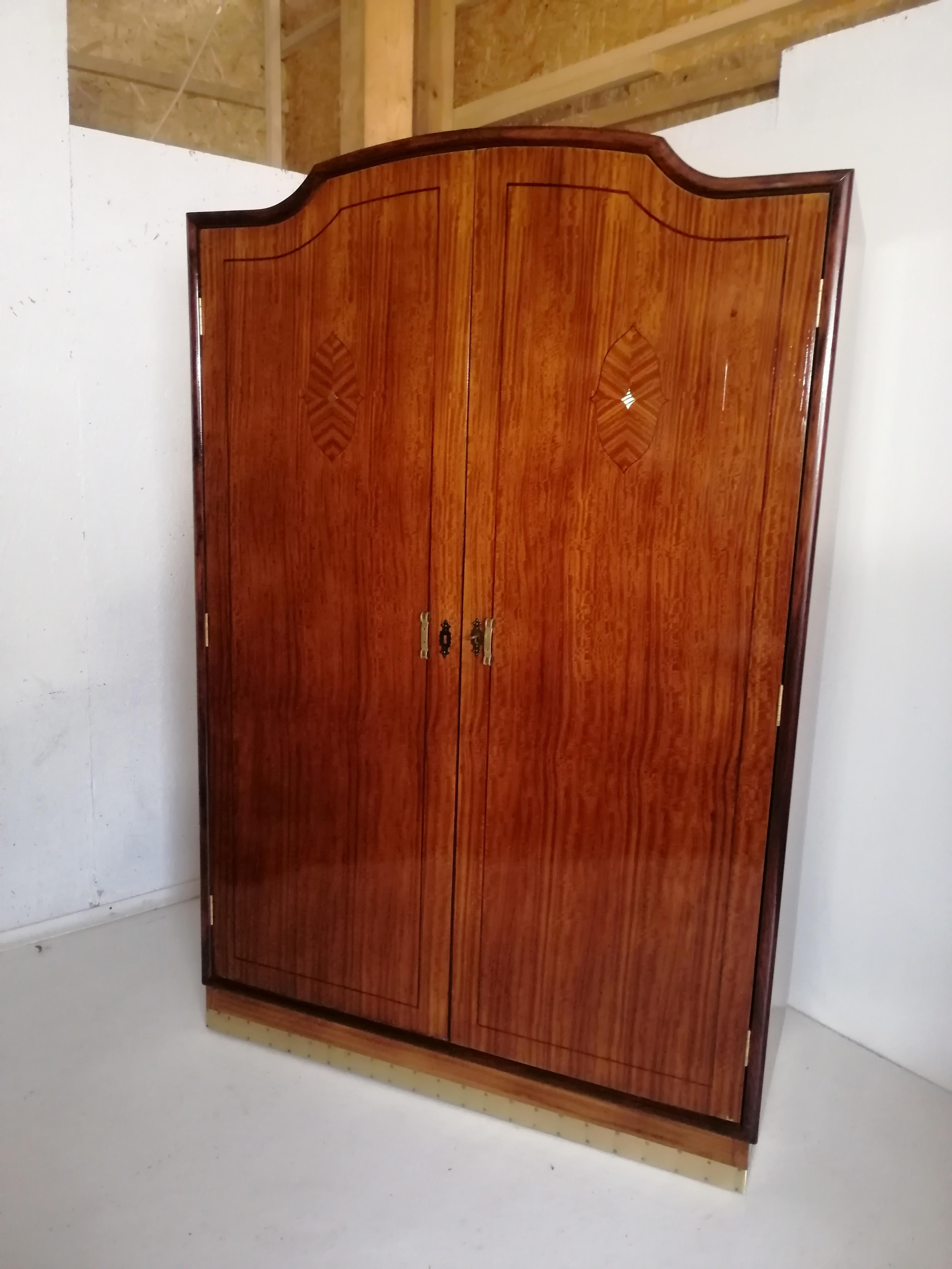 Walnut Art Nouveau Rosewood Wardrobe For Sale