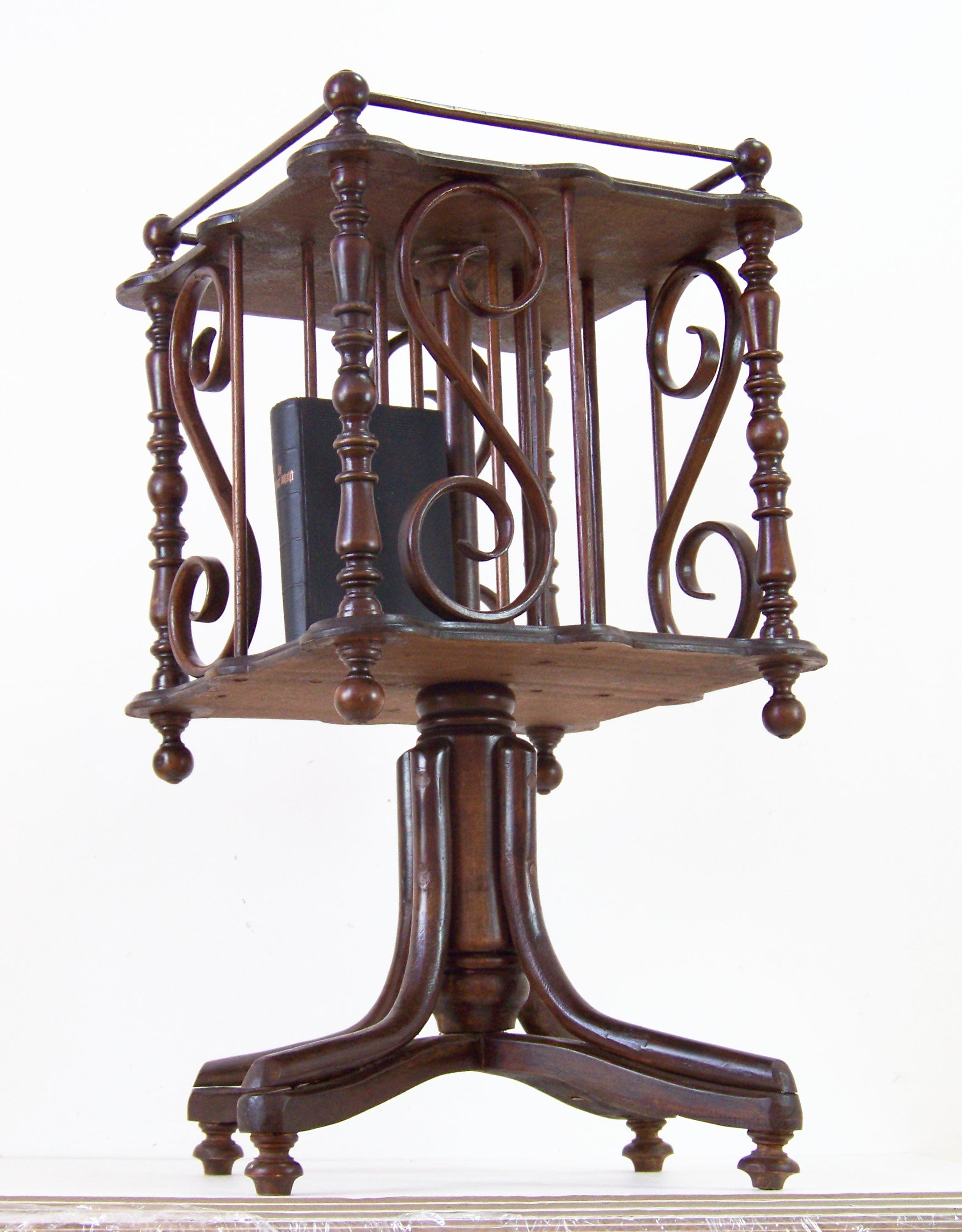 20th Century Art Nouveau Rotating Library Table in Thonet Style