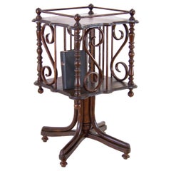 Vintage Art Nouveau Rotating Library Table in Thonet Style