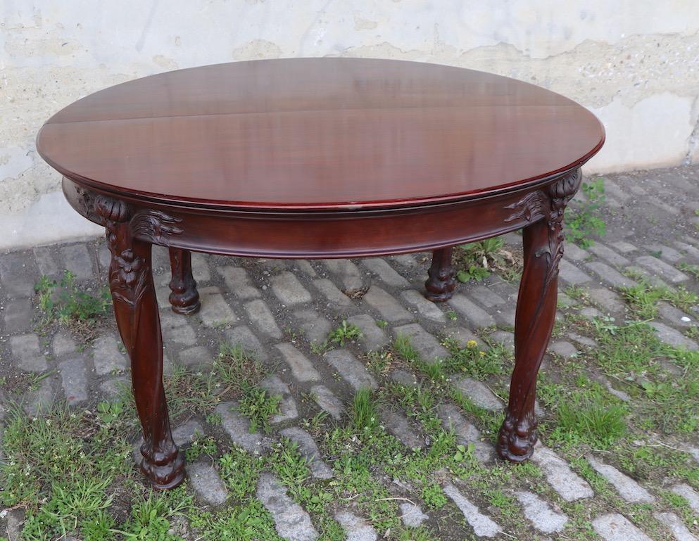 American Art Nouveau Round Banquet Dining Table after Majorelle For Sale