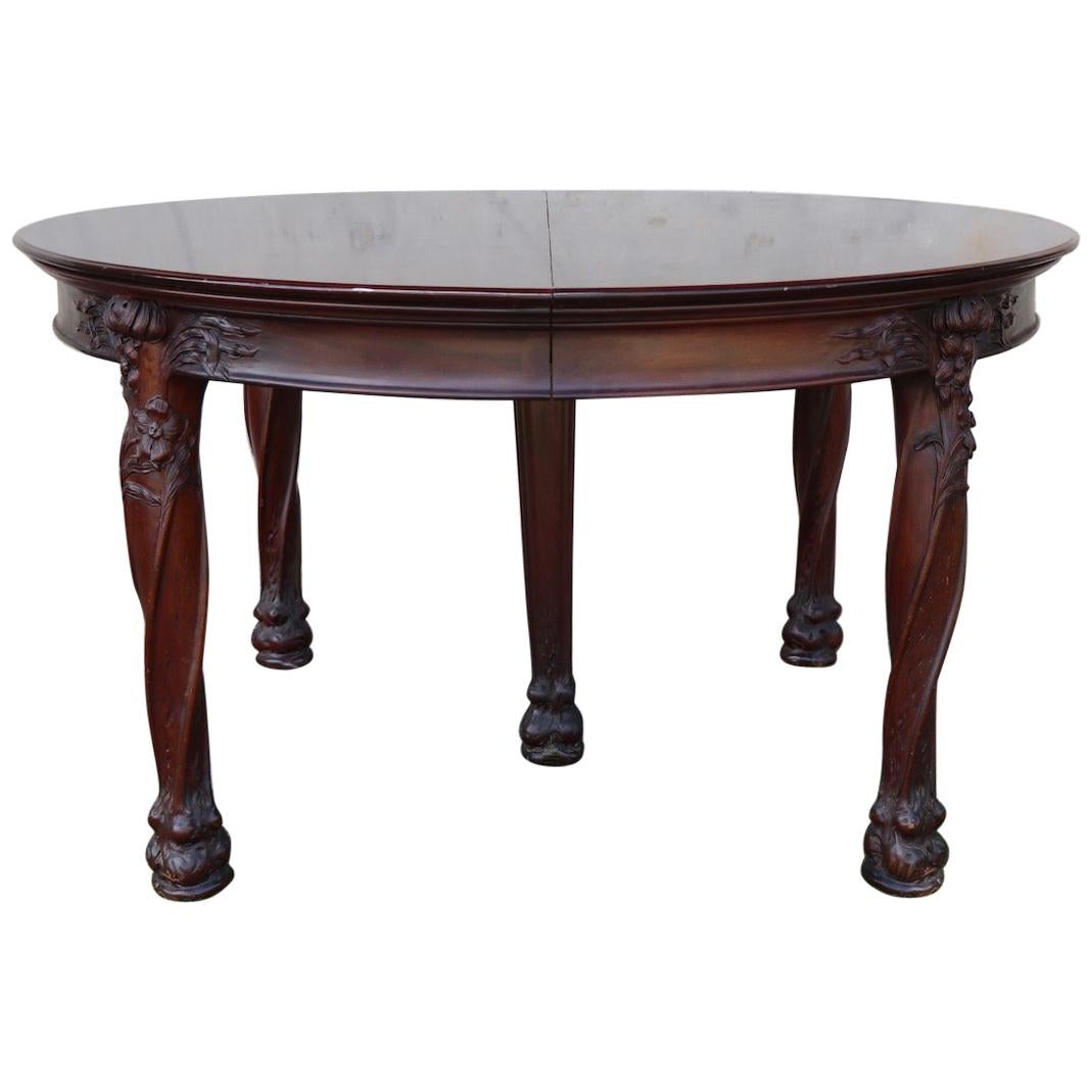 Art Nouveau Round Banquet Dining Table after Majorelle For Sale