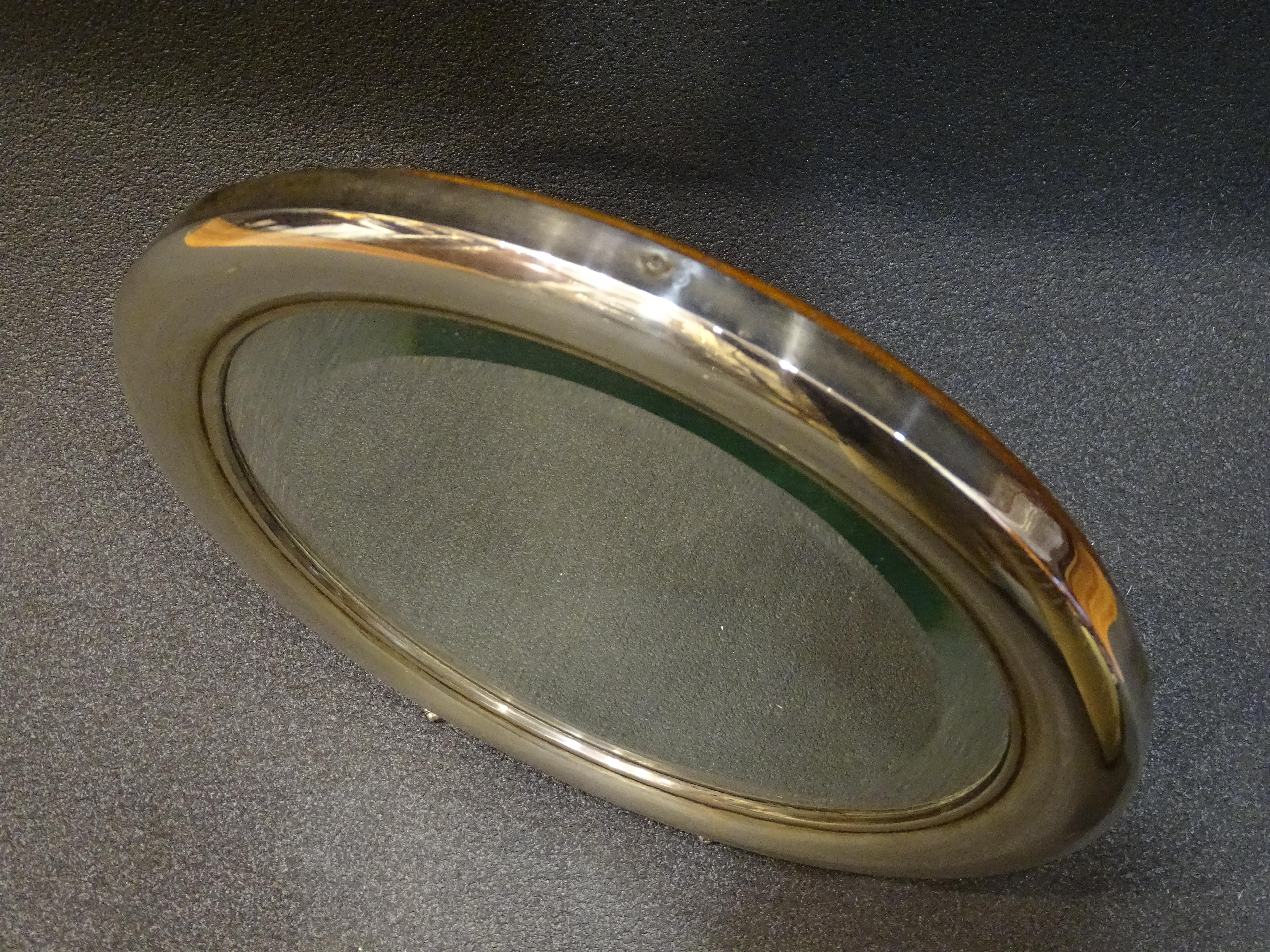 Miroir de table de coiffeuse anglais Art Nouveau rond et argenté, pieds, années 1930-1940 en vente 7