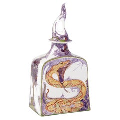 Art Nouveau Rozenburg "Viper and Cockscomb" Eggshell Porcelain Covered Bottle