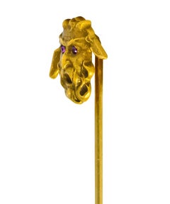 Art Nouveau Ruby 14 Karat Gold Satyr Stickpin