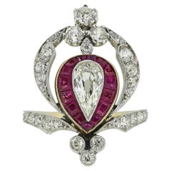 Antique Art Nouveau Ruby and Diamond Dress Ring