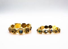 Art Nouveau Ruby Blue Sapphire Emerald Peridot Citrine Onyx Yellow Gold Bracelet