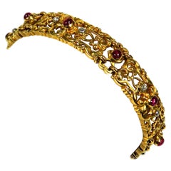 Jugendstil-Rubin-Diamant-Armband aus 18k Gold, Paris, um 1890