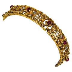 Bracelet Art Nouveau Rubis Diamant Or 18k, Paris, circa 1890