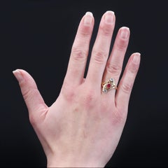 Art Nouveau Ruby Diamonds 18 Karat Yellow Gold Ring