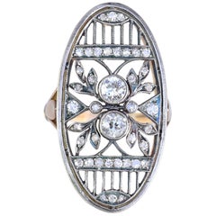 Art Nouveau Russian Diamond Ring Gold Silver, 1890