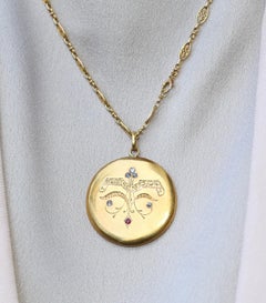 Art Nouveau Russian Gold Pendant Old-Cut Diamonds Ruby, 1910