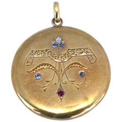Jugendstil Russischer Goldanhänger Altschliff Diamanten Rubin:: 1910