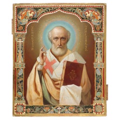 Art Nouveau Russian Icon of St. Nicholas