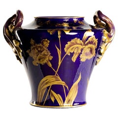 Art Nouveau Sainte Radegonde Blue De Tours Vase by Gustave Asch, 1900s