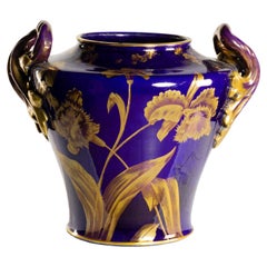 Art Nouveau Sainte Radegonde Blue De Tours Vase by Gustave Asch, 1900s