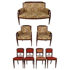 Art Nouveau Salon Set in Carved Mahogany on a Floral Theme, circa 1900