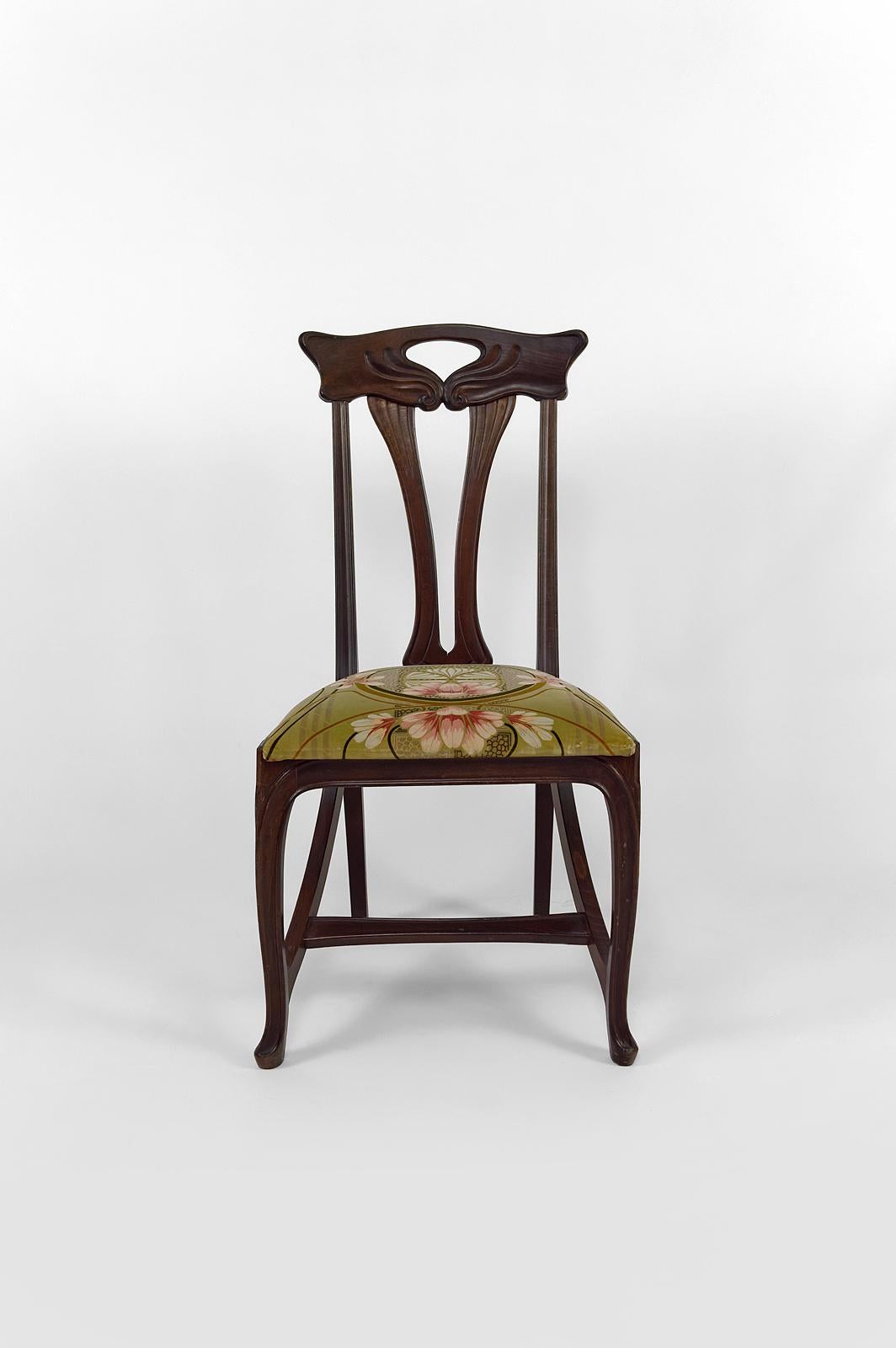 Art Nouveau salon set of 3, 2 armchairs and 1 chair, France, Circa 1900 For Sale 8