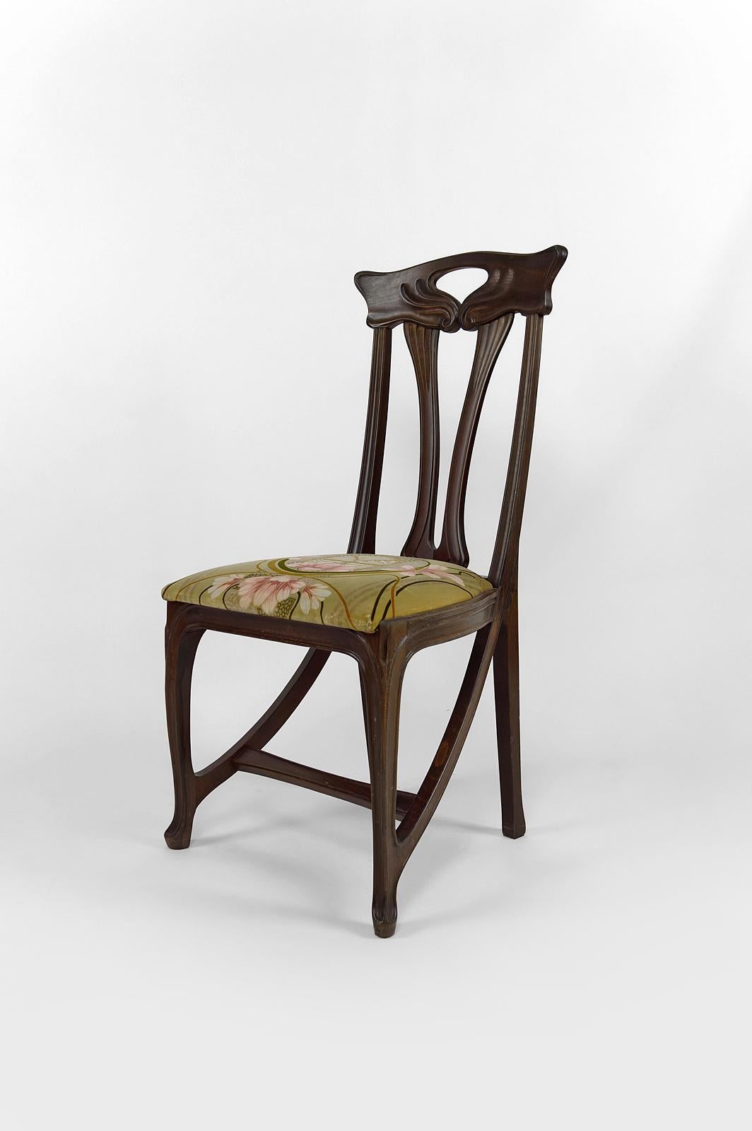 Art Nouveau salon set of 3, 2 armchairs and 1 chair, France, Circa 1900 For Sale 10