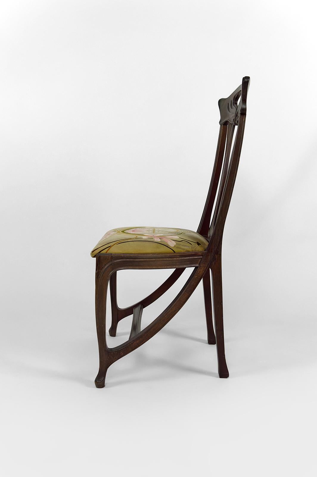Art Nouveau salon set of 3, 2 armchairs and 1 chair, France, Circa 1900 For Sale 11