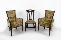 Art Nouveau salon set of 3, 2 armchairs and 1 chair, France, Circa 1900