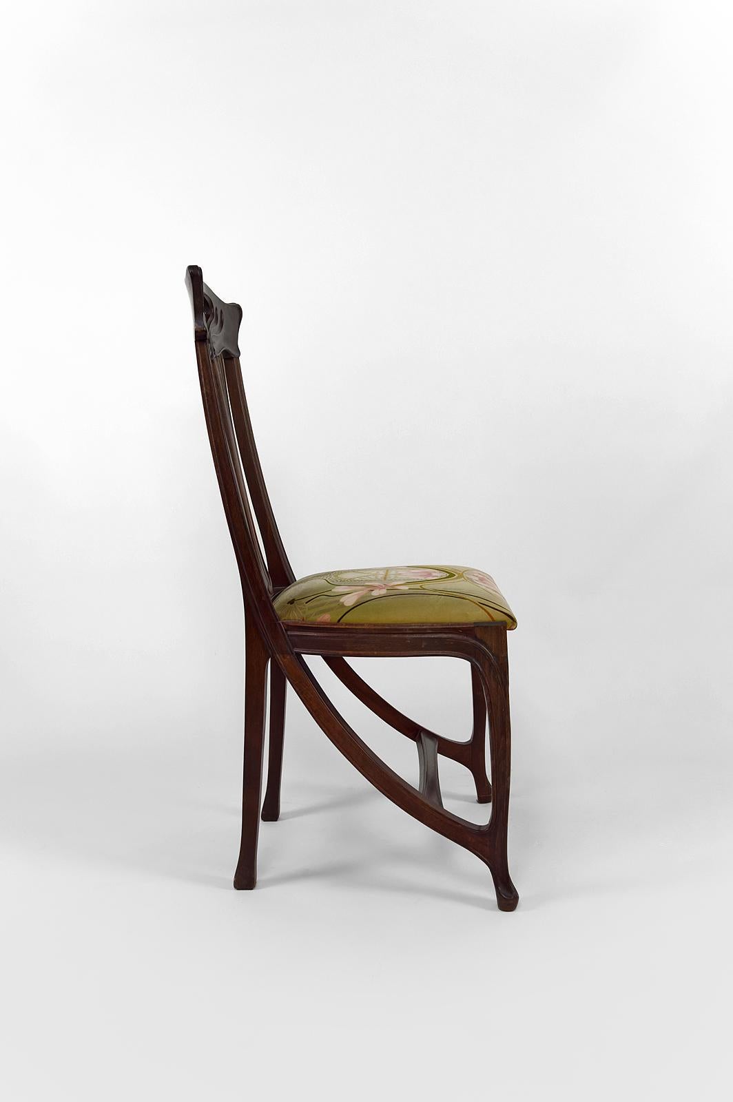 Ensemble de salon Art Nouveau de 3, 2 fauteuils et 1 chaise, France, vers 1900 en vente 13