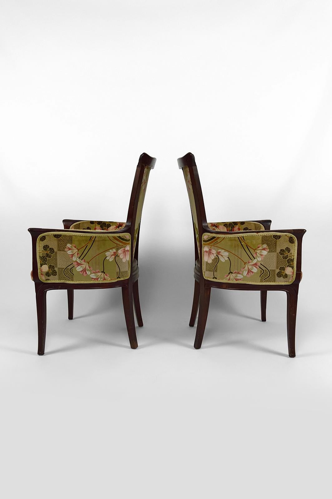 Art Nouveau salon set of 3, 2 armchairs and 1 chair, France, Circa 1900 For Sale 2