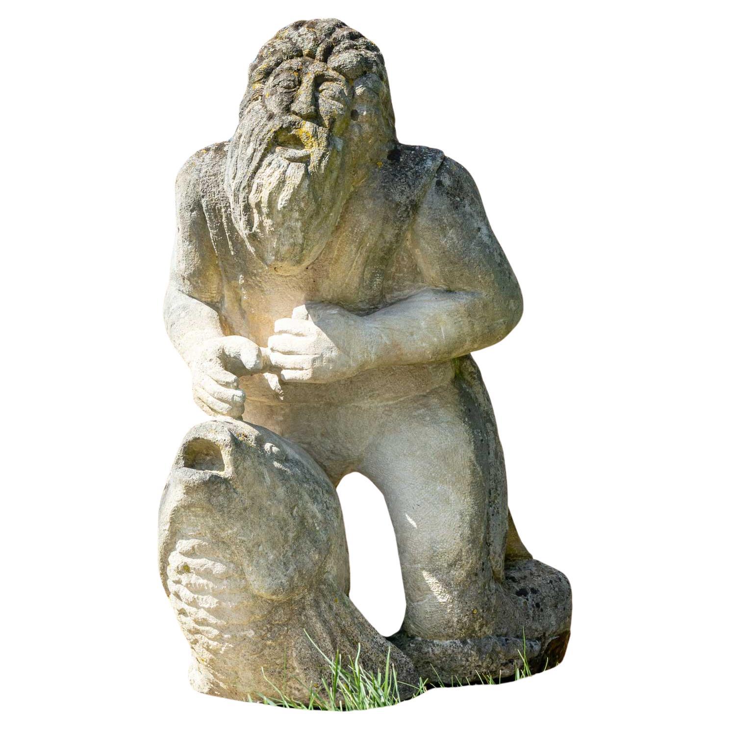 Art Nouveau Sandstone Aquarius, Germany, Early 20th Century