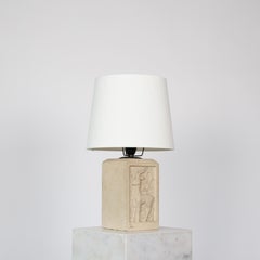 Lampada da tavolo in pietra arenaria Art Nouveau con motivo di antilope, anni '40, Danimarca