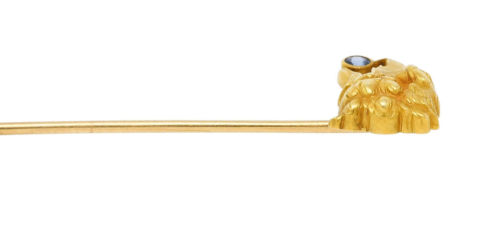 Women's or Men's Art Nouveau Sapphire 14 Karat Gold Eagle Head Stickpin