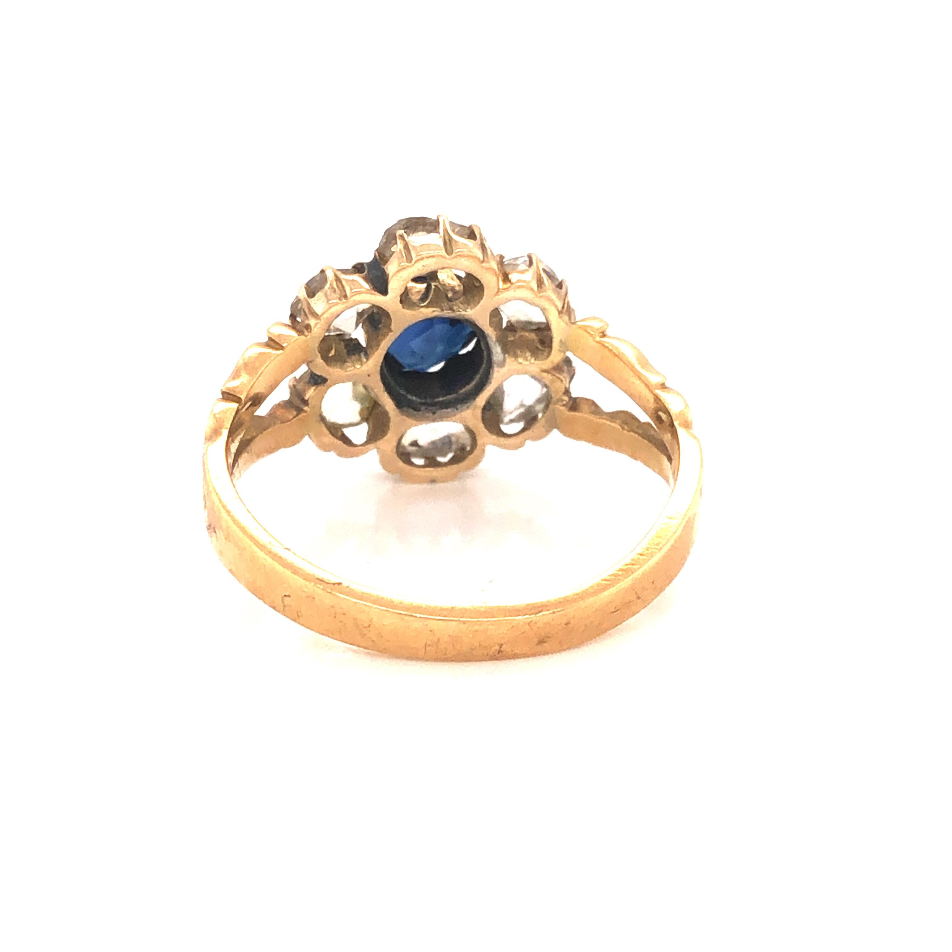 Art Nouveau Sapphire and Diamond Ring In Good Condition In MIAMI, FL
