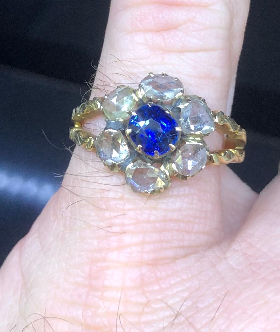 Women's Art Nouveau Sapphire and Diamond Ring