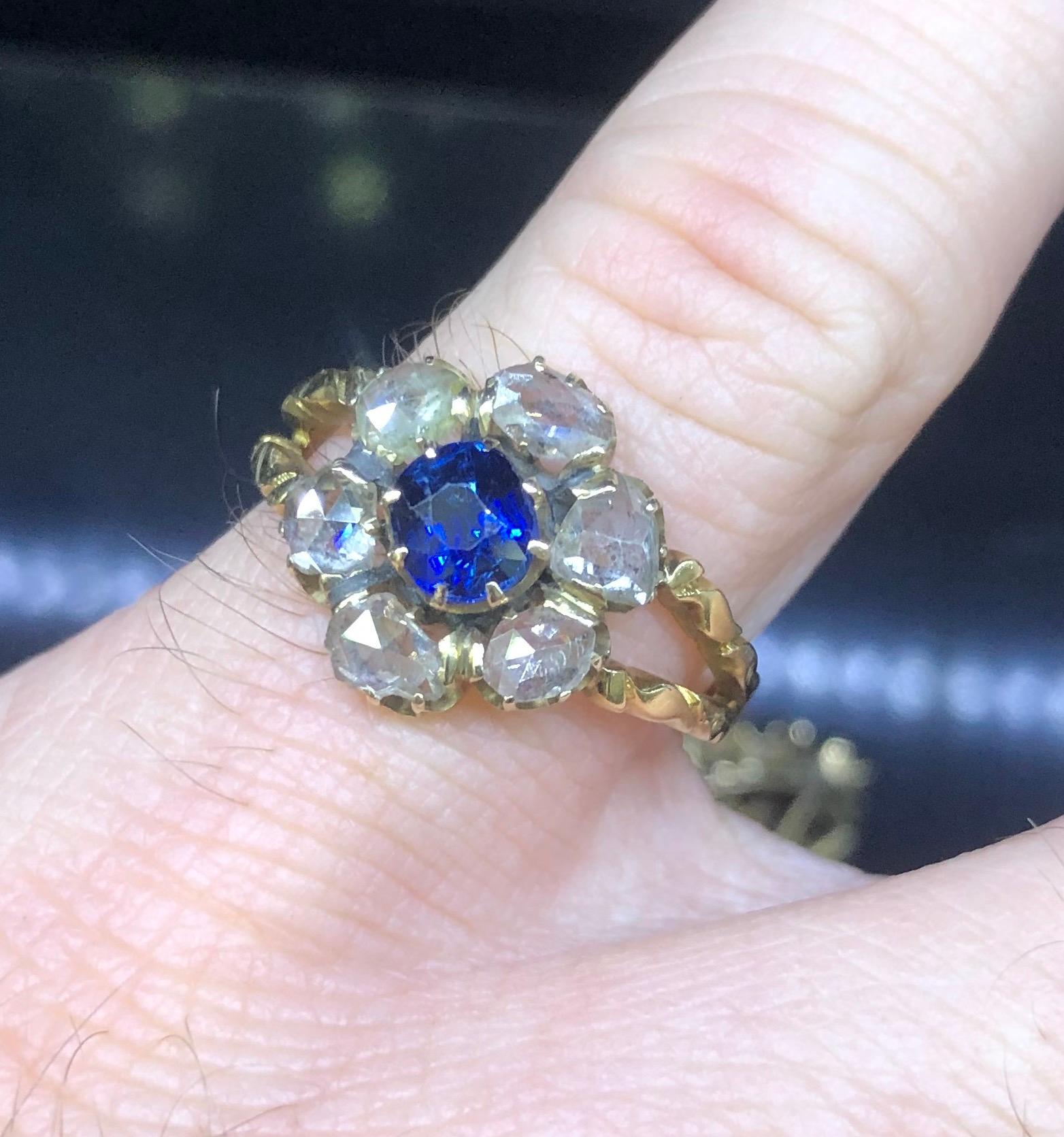 Art Nouveau Sapphire and Diamond Ring 1