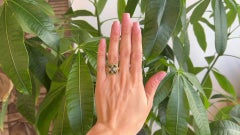Art Nouveau Sapphire Diamond Emerald 14K Yellow Gold Dinner Ring