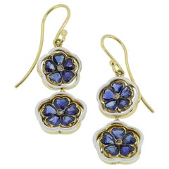 Art Nouveau Sapphire Floral Drop Earrings