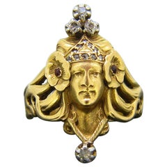 Art Nouveau Sarah Bernhardt Diamond Ruby Andre Rambour Ring
