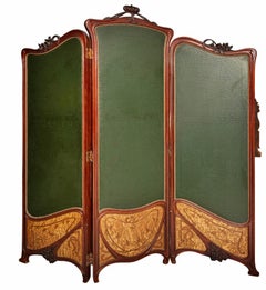 Art Nouveau Screen with Three Leaves, Beginning of the 20th Century