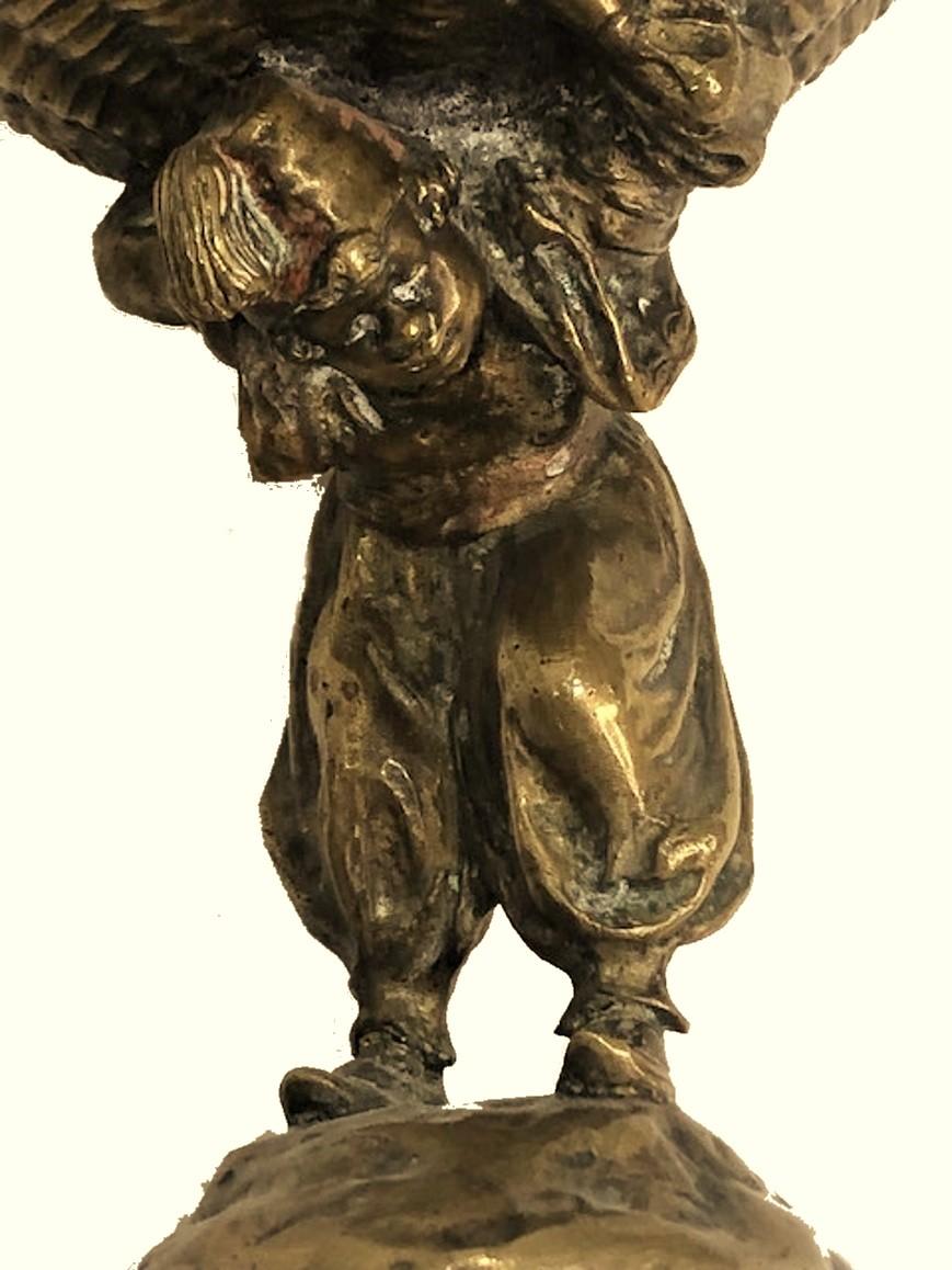 Jugendstil-Skulptur- Candy Bowl aus vergoldeter Wiener Bronze, um 1900 im Zustand „Gut“ im Angebot in New York, NY