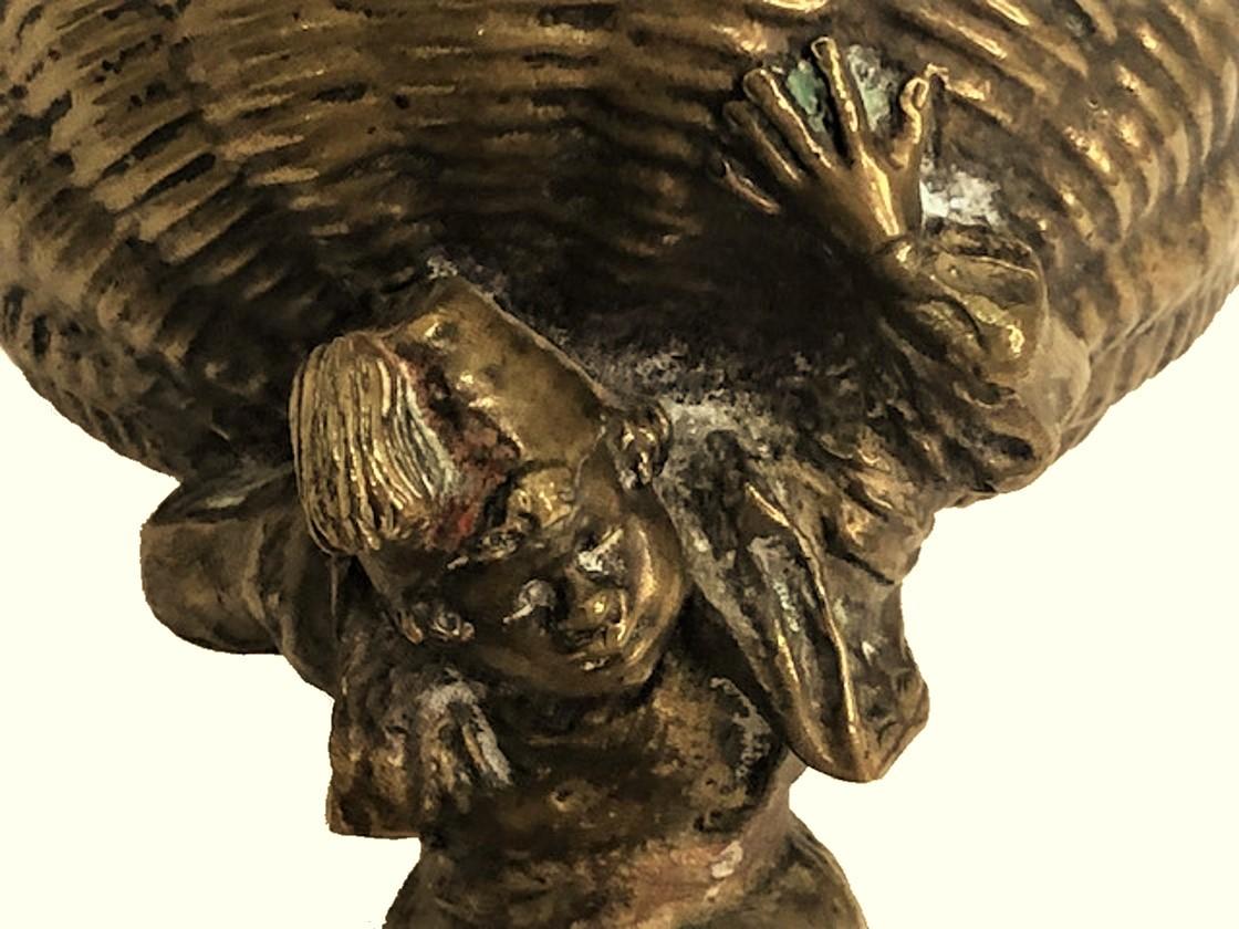 Bol à bonbons sculptural en bronze doré de style Art nouveau de Vienne, vers 1900 en vente 1