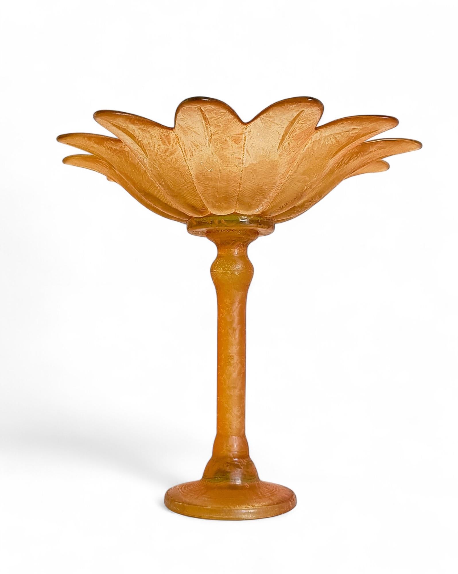 Art Nouveau Sculptural Palm Tree Shaped French Glass Fruit Compote Vase For Sale 5