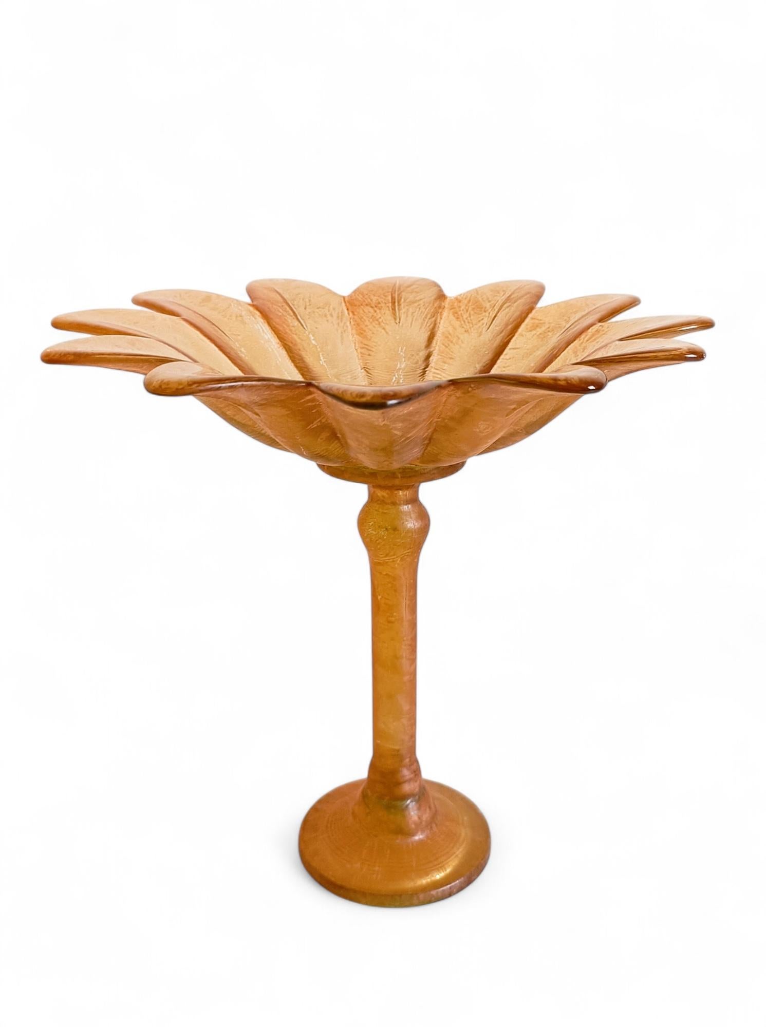 Art Nouveau Sculptural Palm Tree Shaped French Glass Fruit Compote Vase For Sale 6