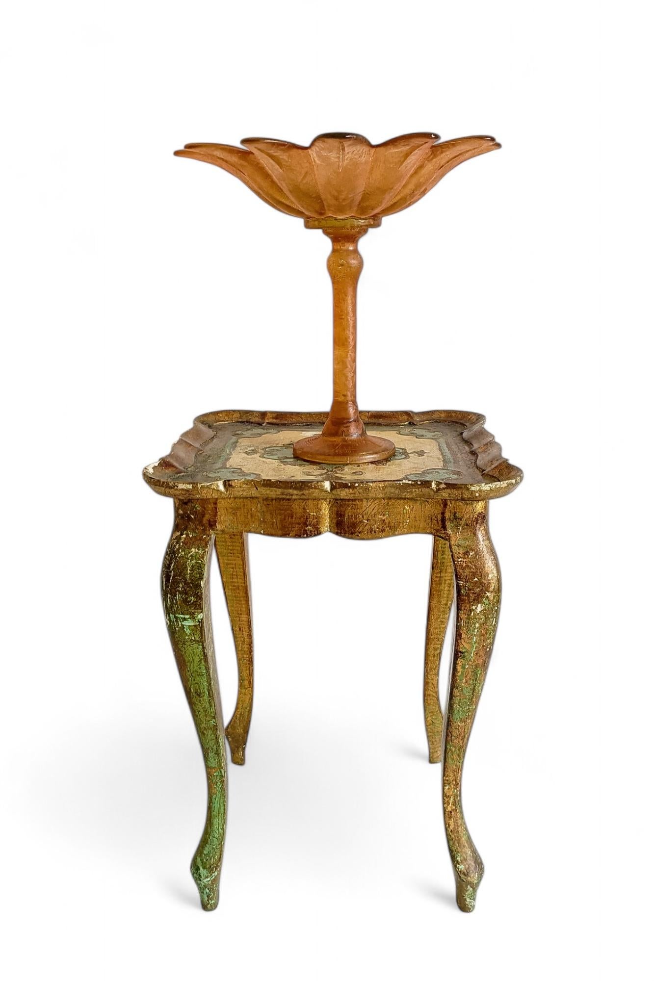 Art Nouveau Sculptural Palm Tree Shaped French Glass Fruit Compote Vase For Sale 10