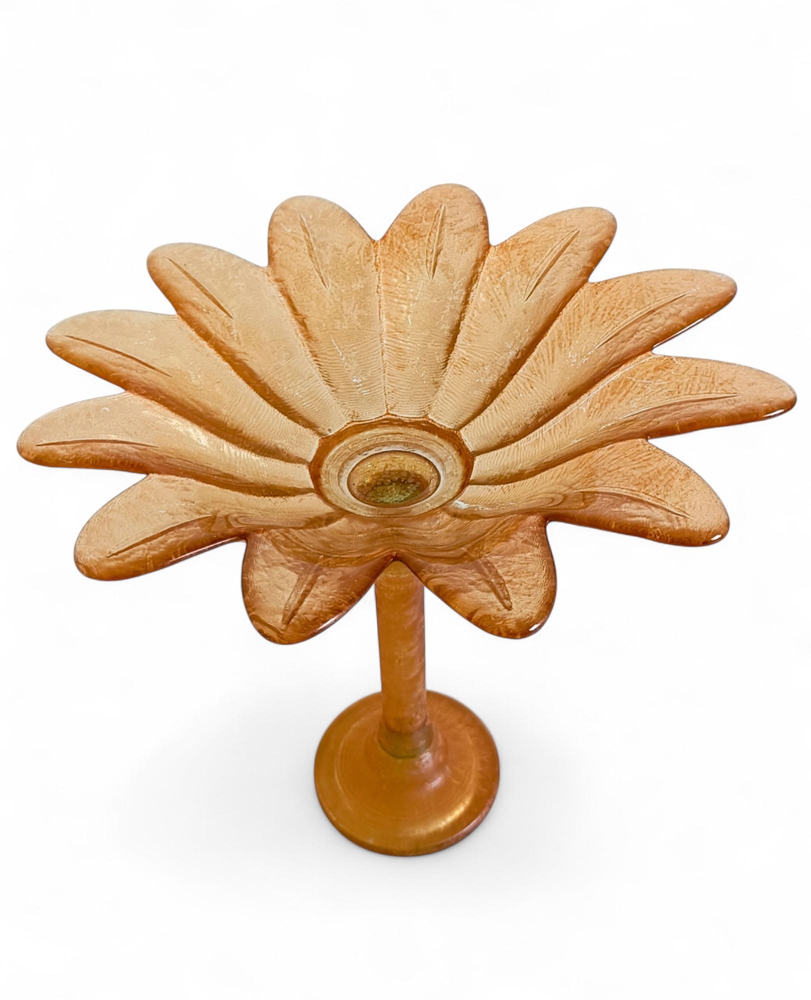 Art Nouveau Sculptural Palm Tree Shaped French Glass Fruit Compote Vase For Sale 11