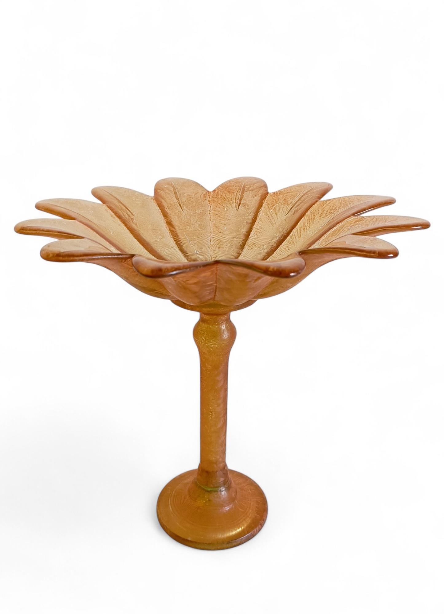 Art Nouveau Sculptural Palm Tree Shaped French Glass Fruit Compote Vase For Sale 12